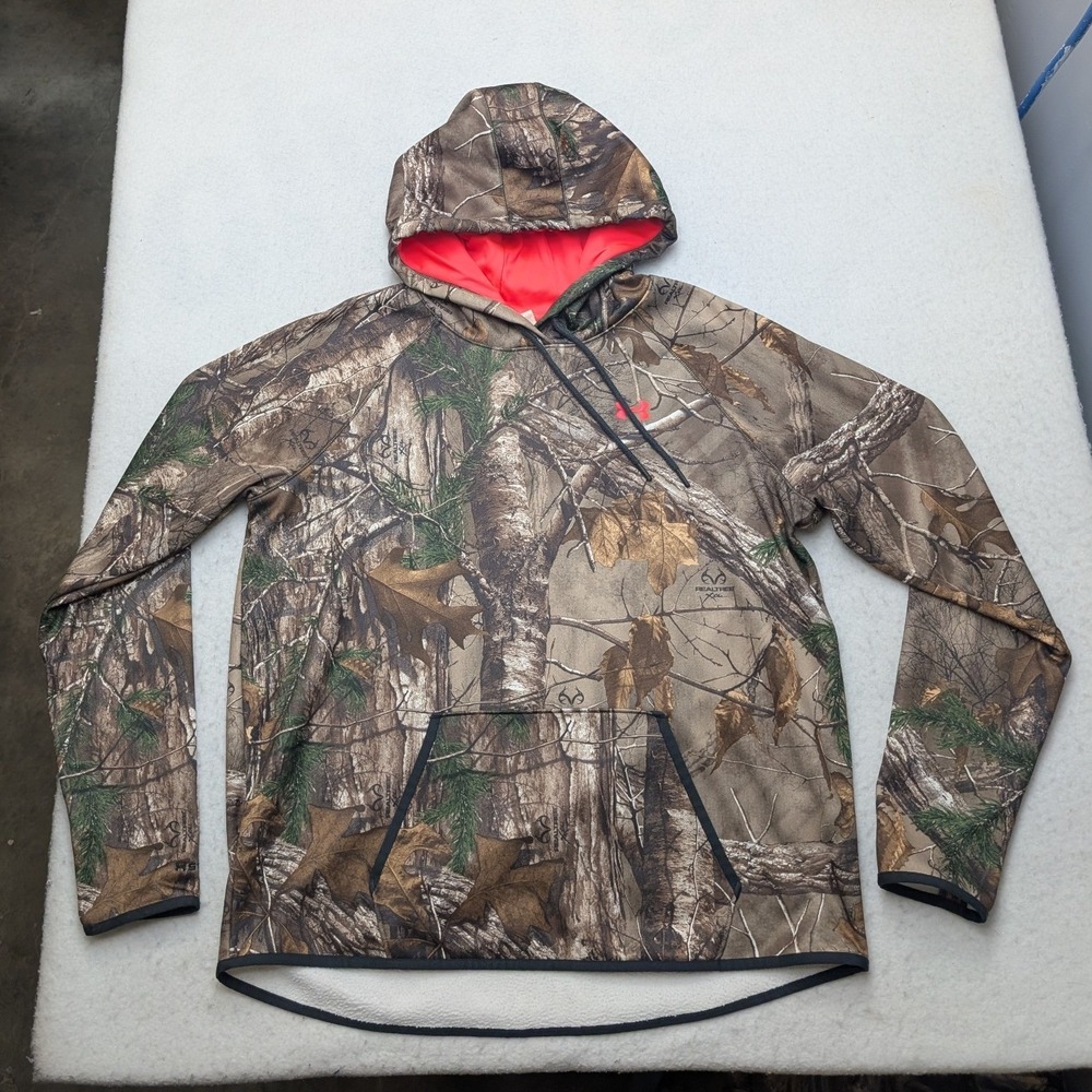 Under Armour Hoodie Mens Medium Brown Realtree Camo Storm Fleece Pullover